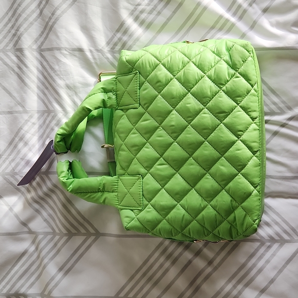 Green Quilted Plush Purse - Picture 1 of 5